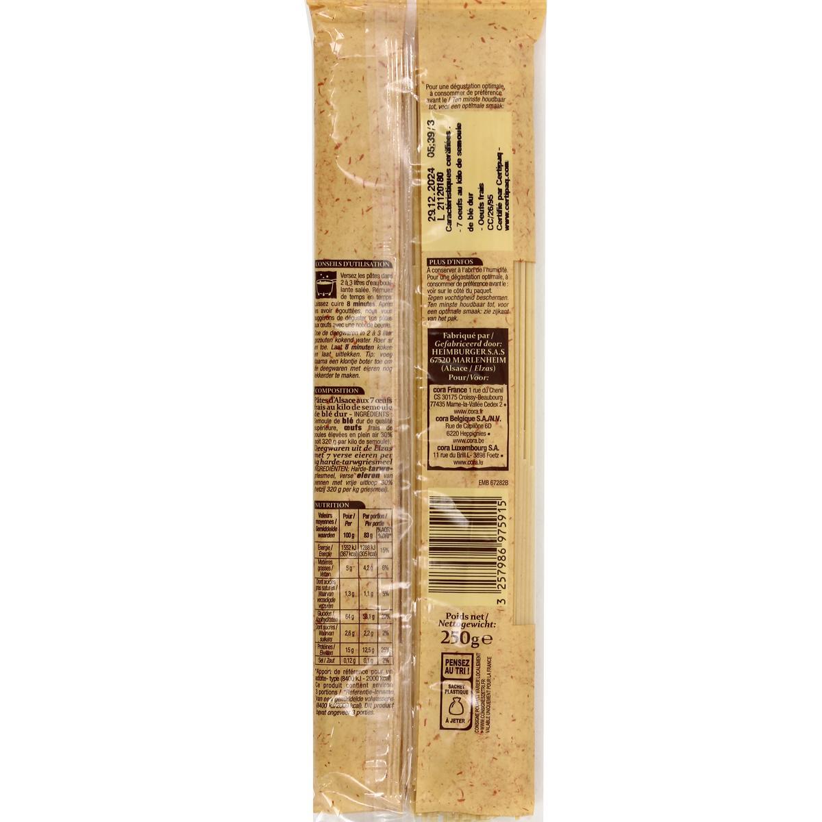 3257986975915 - Patrimoine Gourmand - Pâtes d'Alsace Spaghetti aux Oeufs Frais IGP