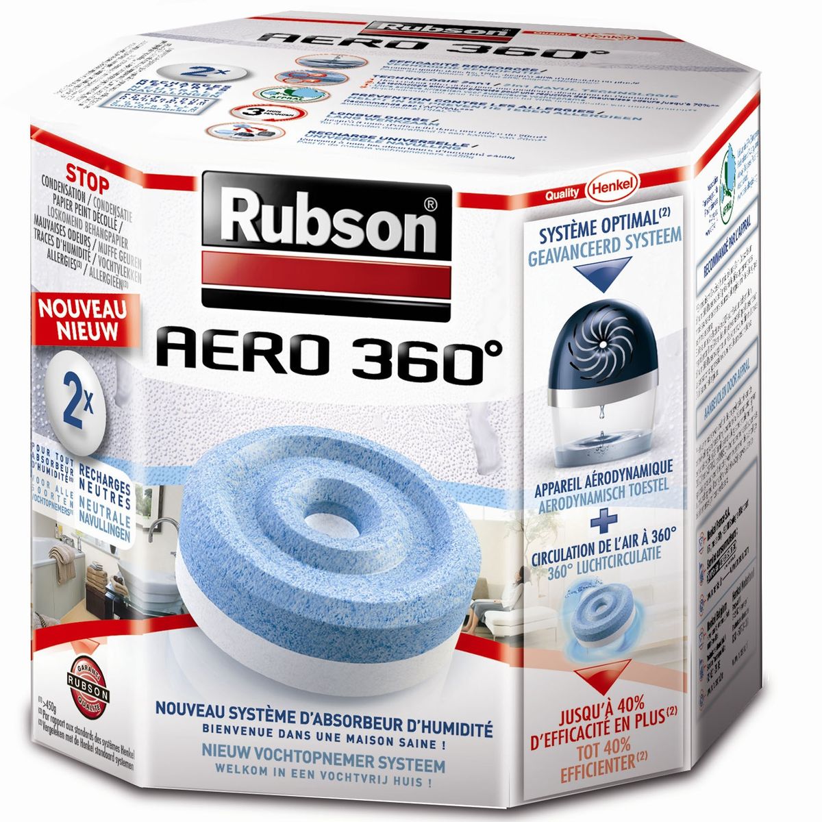 Livraison à domicile Rubson Pack de 2 recharges aéro 360