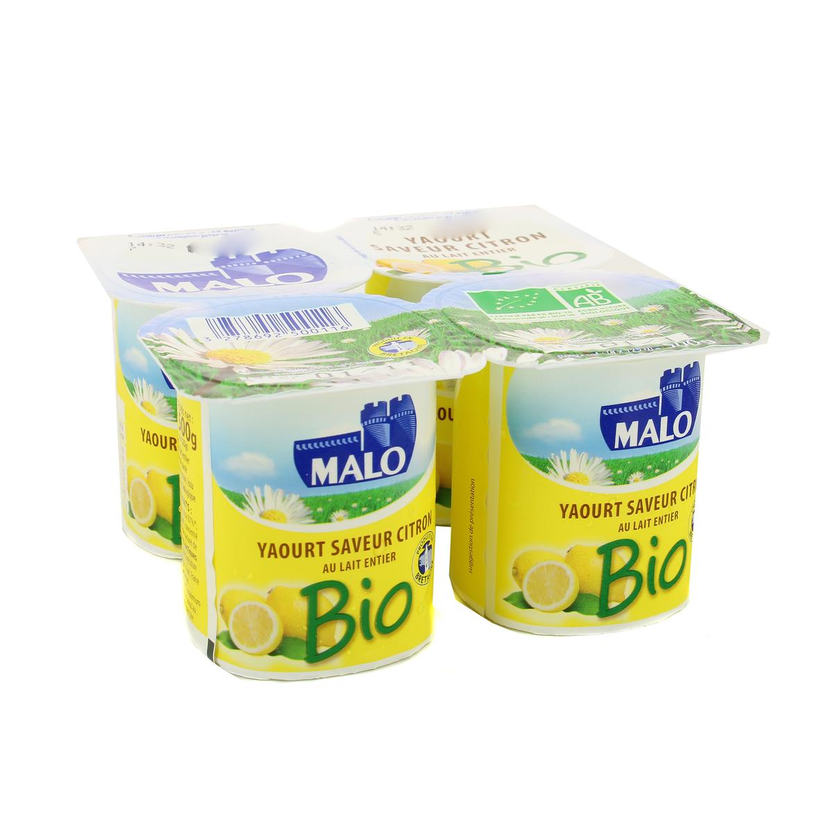 Livraison A Domicile Malo Yaourt Citron Bio Au Lait Entier 4x125g