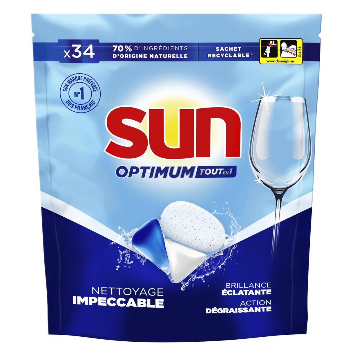 SUN Capsules lave-vaisselle optimum tout en 1 38 capsules