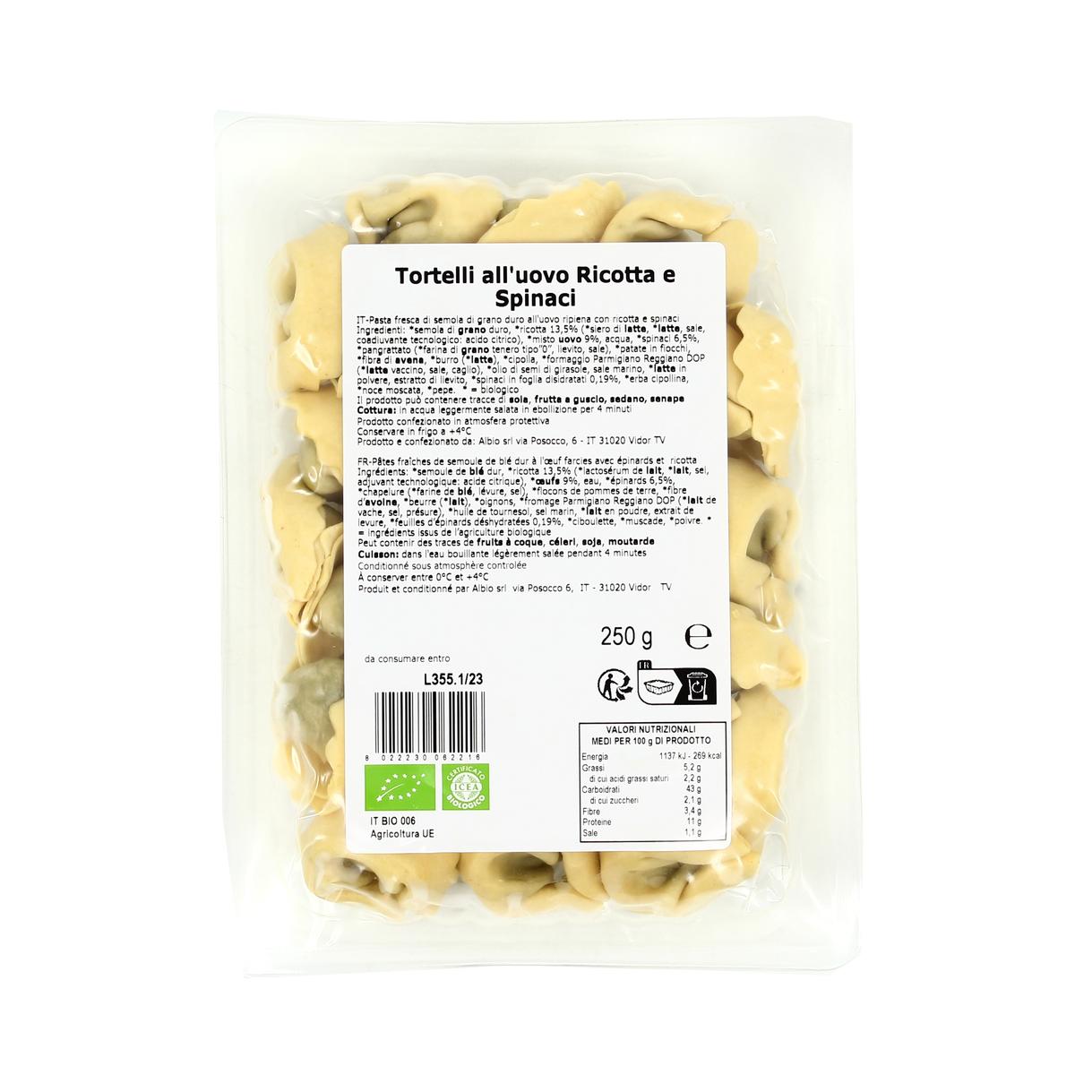 8022230062216 - Oggi Cucino - Raviolis Tortellini Ricotta Epinard Bio