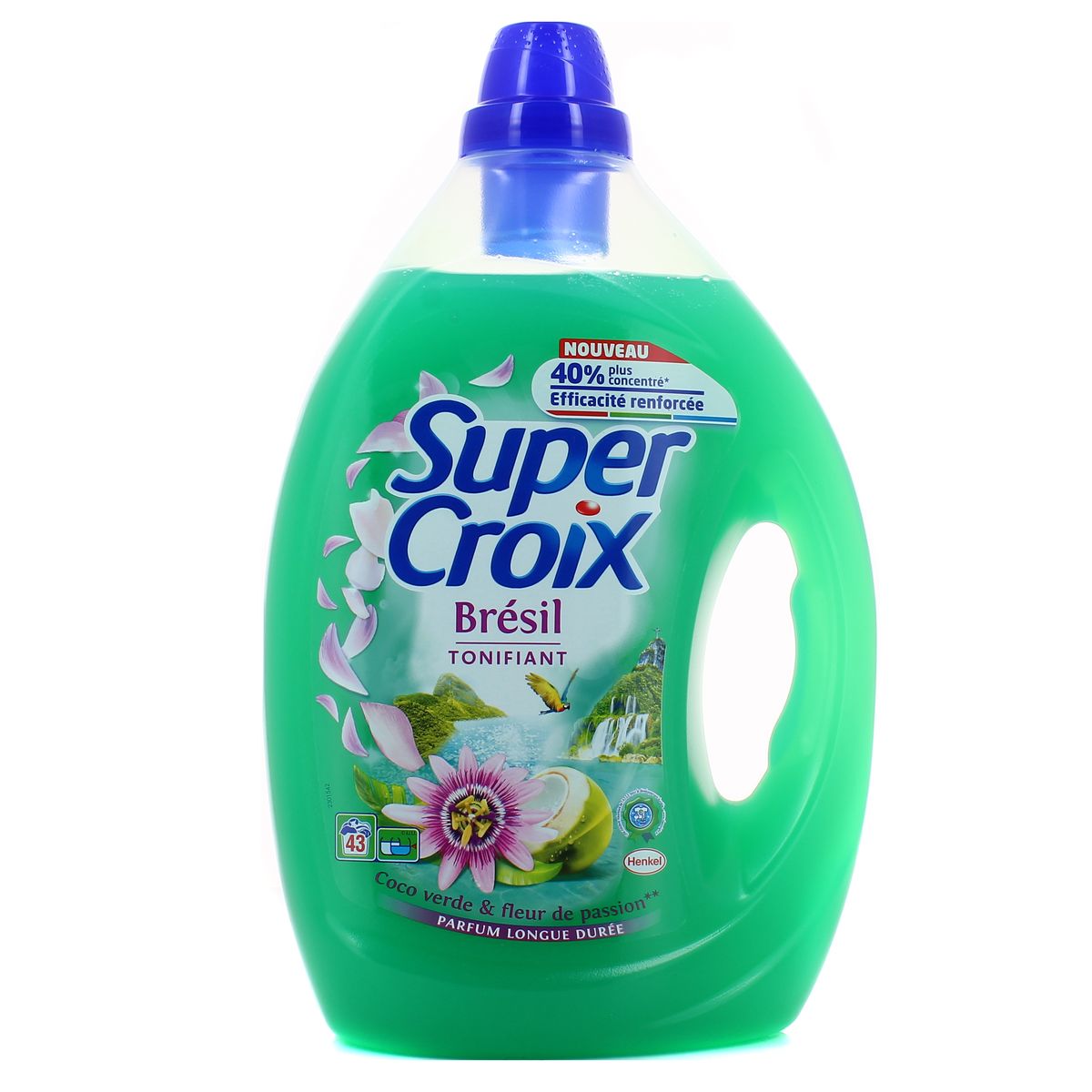 Super Croix Lessive Liquide Brésil Tonifiant Coco Verde Et Fleur De Passion 43 Lavages 215l