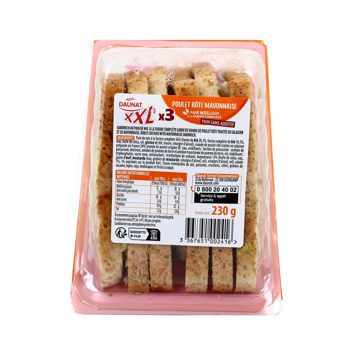 3367651002416 - DAUNAT - Club Sandwich XXL Poulet Rôti Mayonnaise