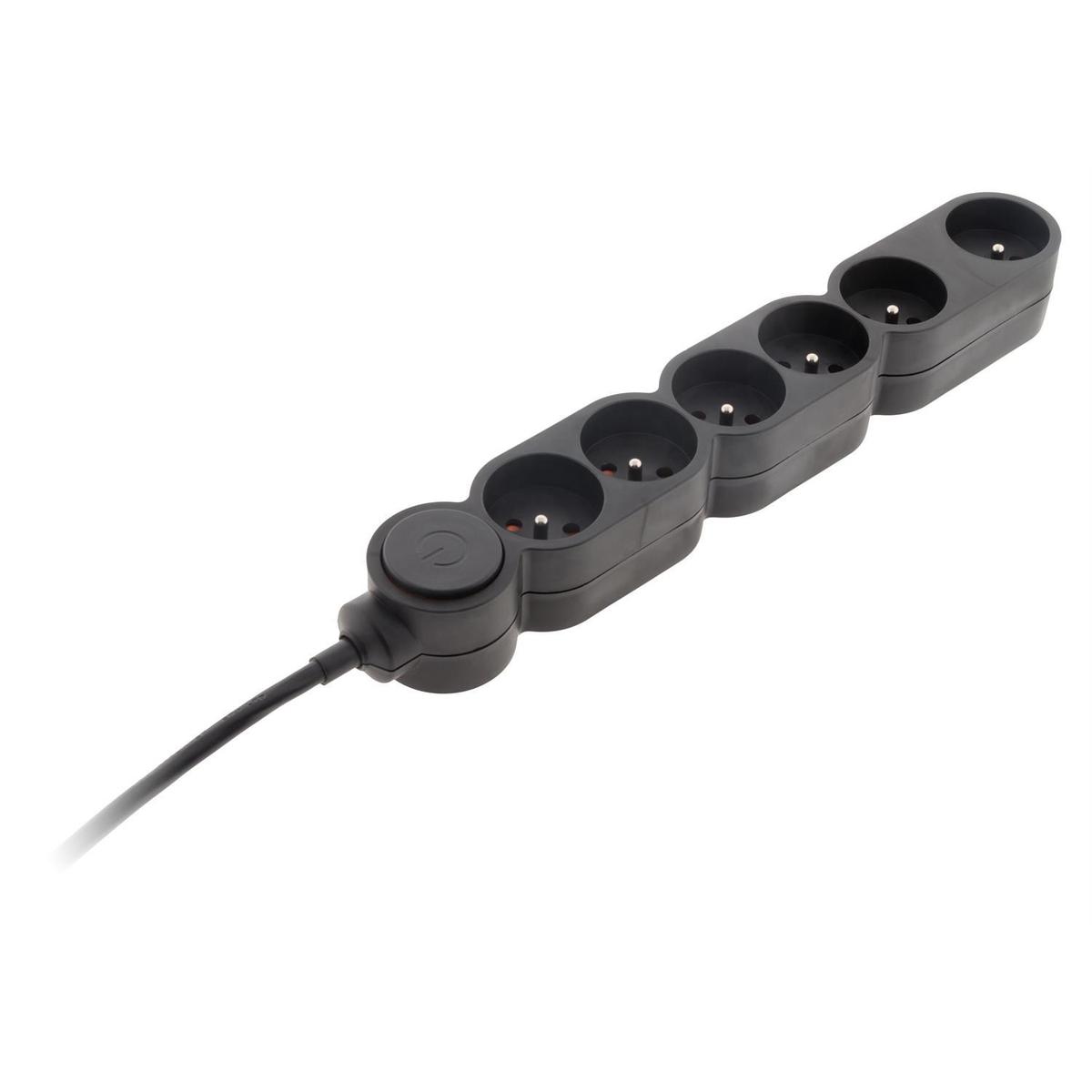 3545411895816 - Zenitech - Bloc multiprises 6 prises 16 ampères avec interrupteur noir et 2 P+T