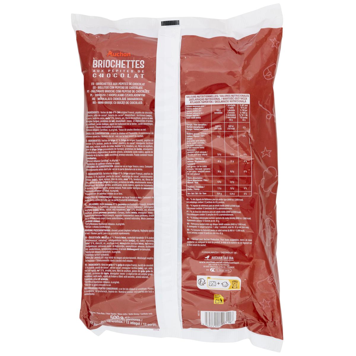 3596710526116 - Auchan - Briochettes aux Pépites de Chocolat Noir