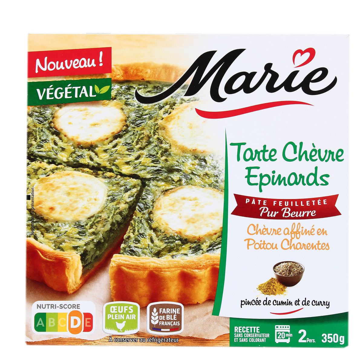Livraison A Domicile Marie Tarte Chevre Epinard 350g