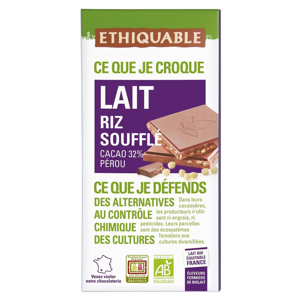 Ethiquable - Commerce Equitable Chocolat lait riz soufflé 32