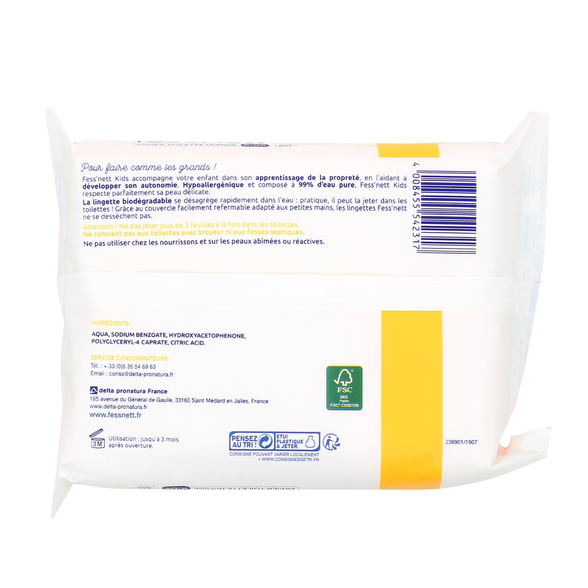 4008455542317 - Fess Nett Kids - Lingette papier toilette humide pour enfant