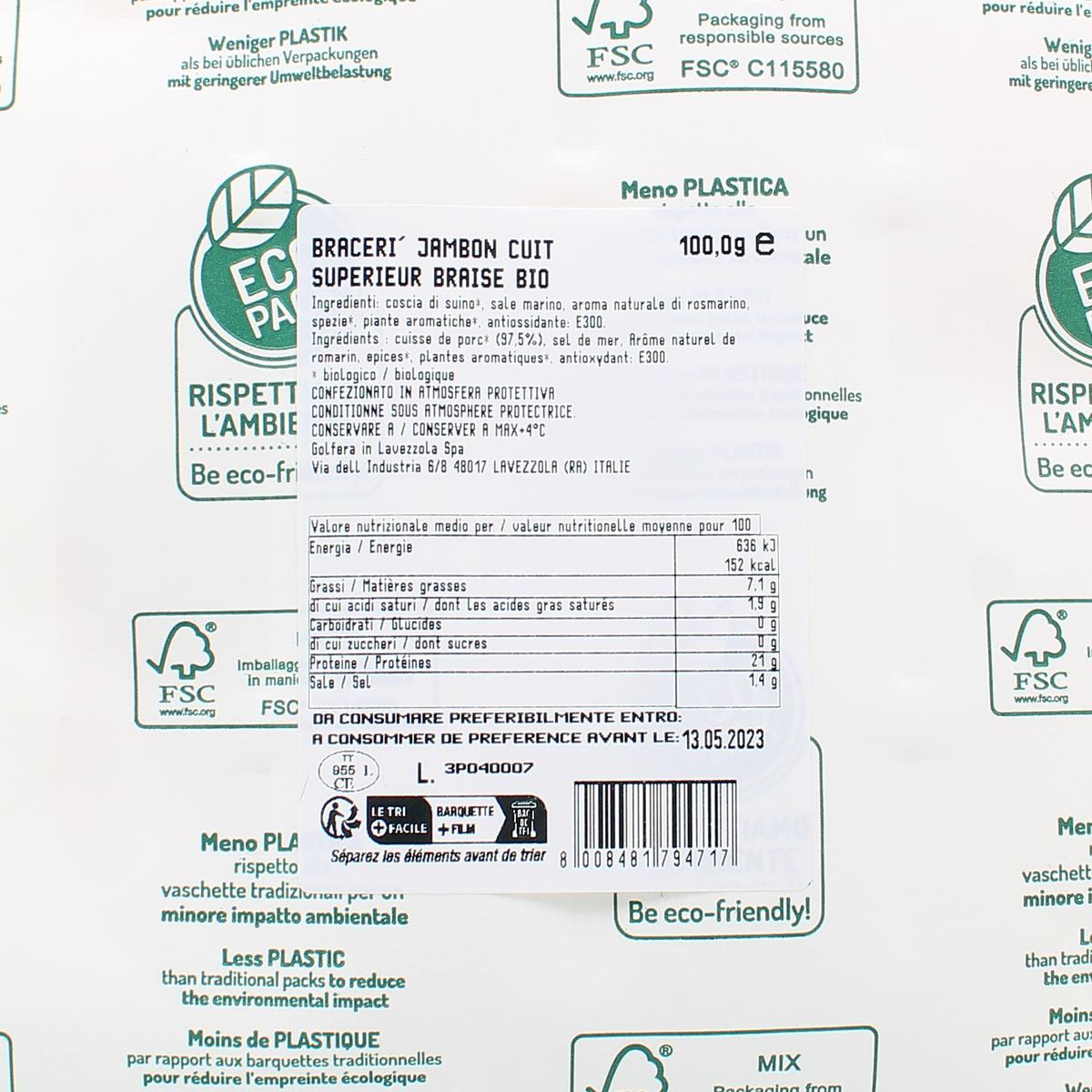 8008481794717 - Le Biodelizie Di Golfera - Jambon Braisé Cuit aux Herbes Bio