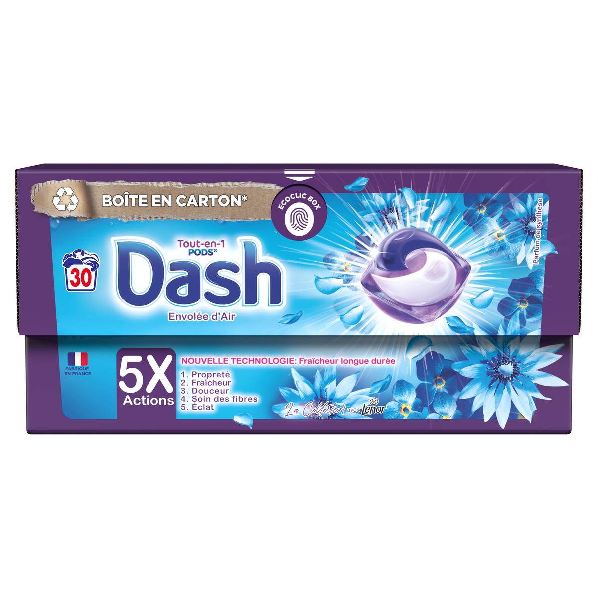 Dash Tout-en-1 Lessive Capsules, 96 Lavages (3 x 32 Pods), Peaux Sensibles,  Testé Dermatologiquement pour les Peaux Sensibles : : Epicerie
