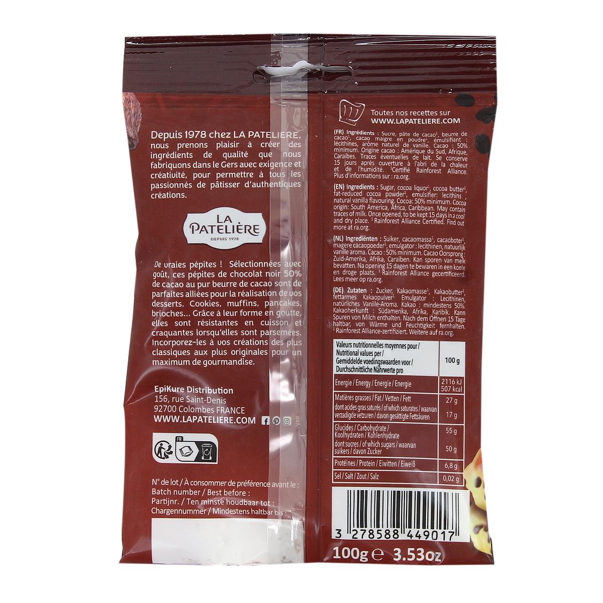 3278588449017 - La Patelière - Pépites de Chocolat Noir 50% de Cacao