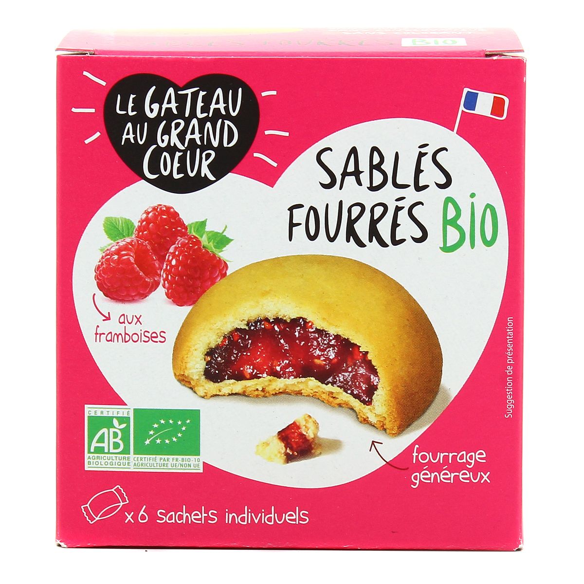 Achat Le Gateau Au Grand Coeur Sables Fourres Bio Aux Framboises 6x30g