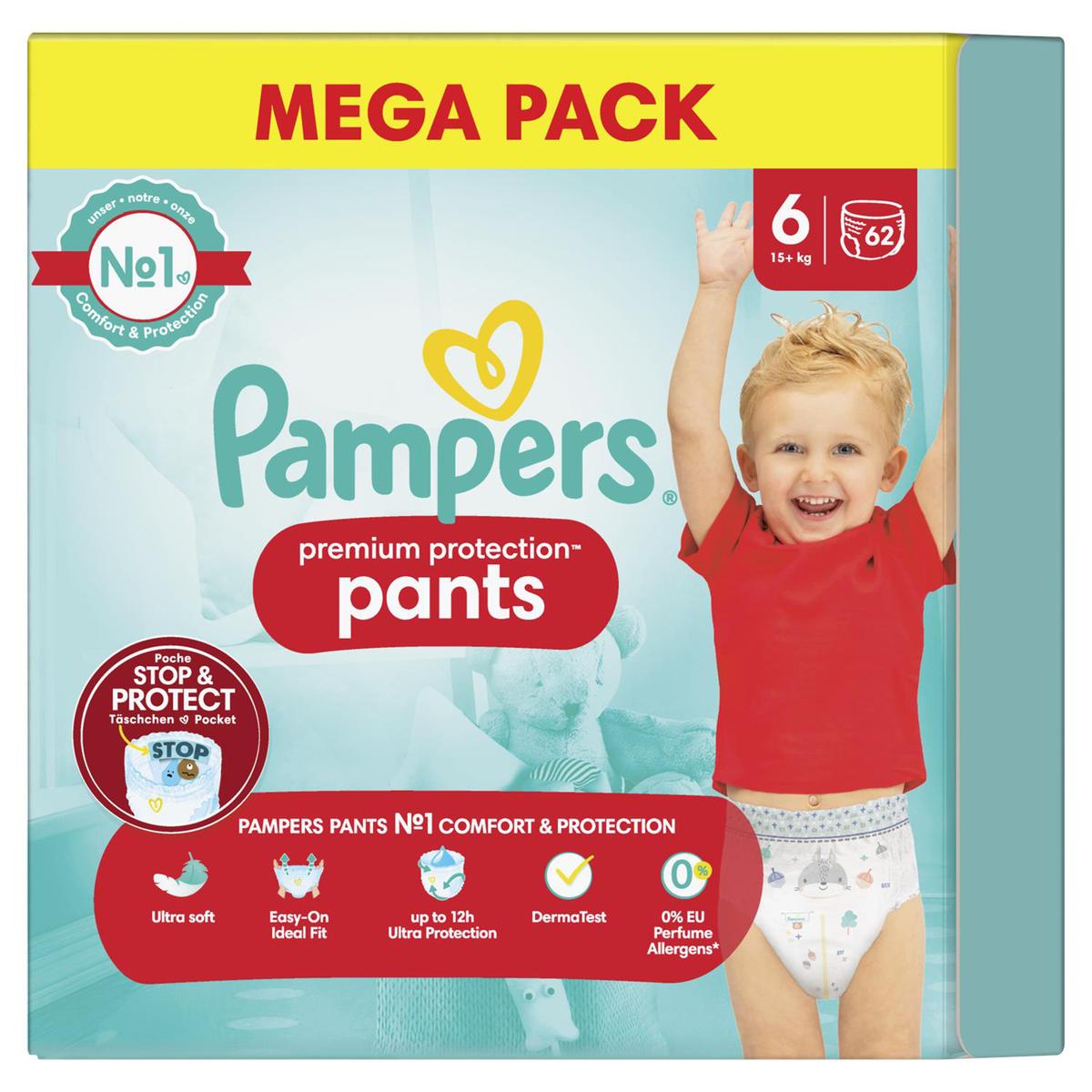 Pampers Premium Protection Pants Couches culottes T6 +15kg, 62  couches-culottes