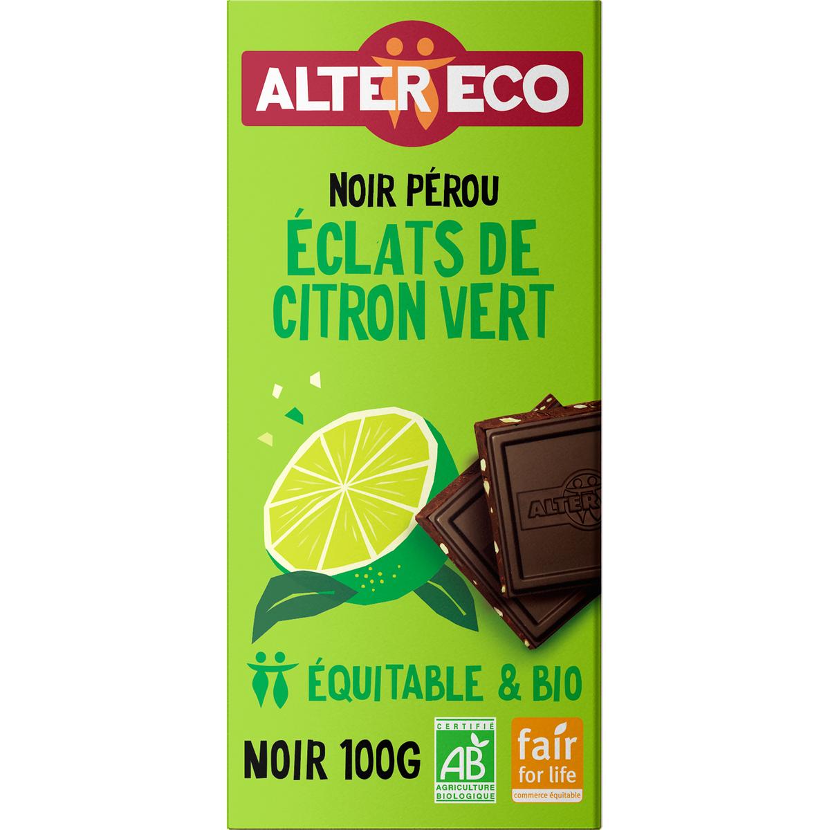 3700214612118 - Alter Eco - Commerce Equitable - Chocolat noir éclats de citron vert 60% Cacao Bio du Pérou