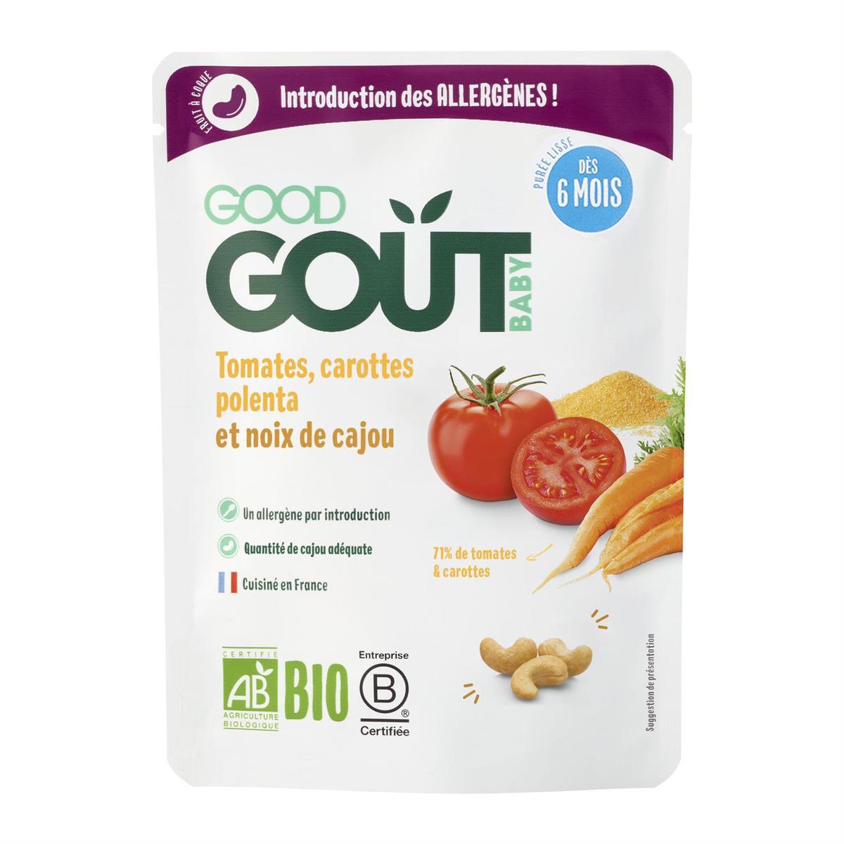 3760269315518 - Good Goût - Tomate Carottes Polenta et Noix de Cajou Bio Sachet Bébé dès 6 mois