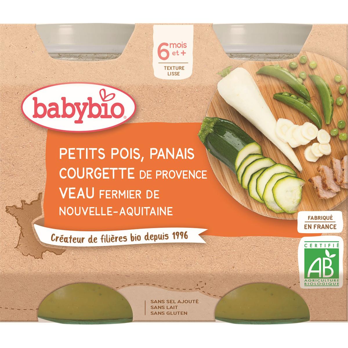 Babybio Petits Pois Panais Courgette Et Veau Fermier D Aquitaine Et Du Limousin Bio Des 6 Mois