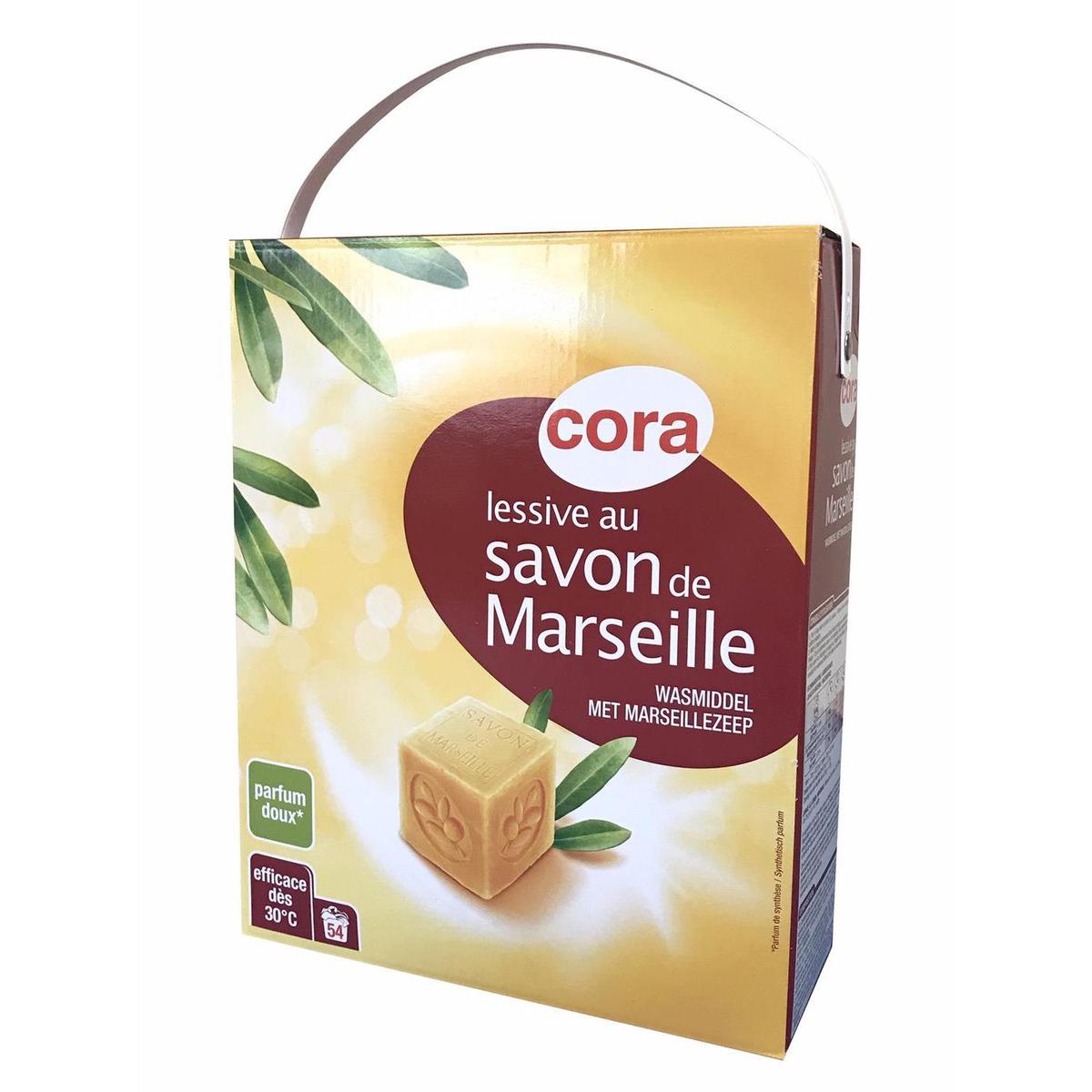 Acheter Cora Lessive poudre Savon de Marseille, 54 lavages - 3,78kg