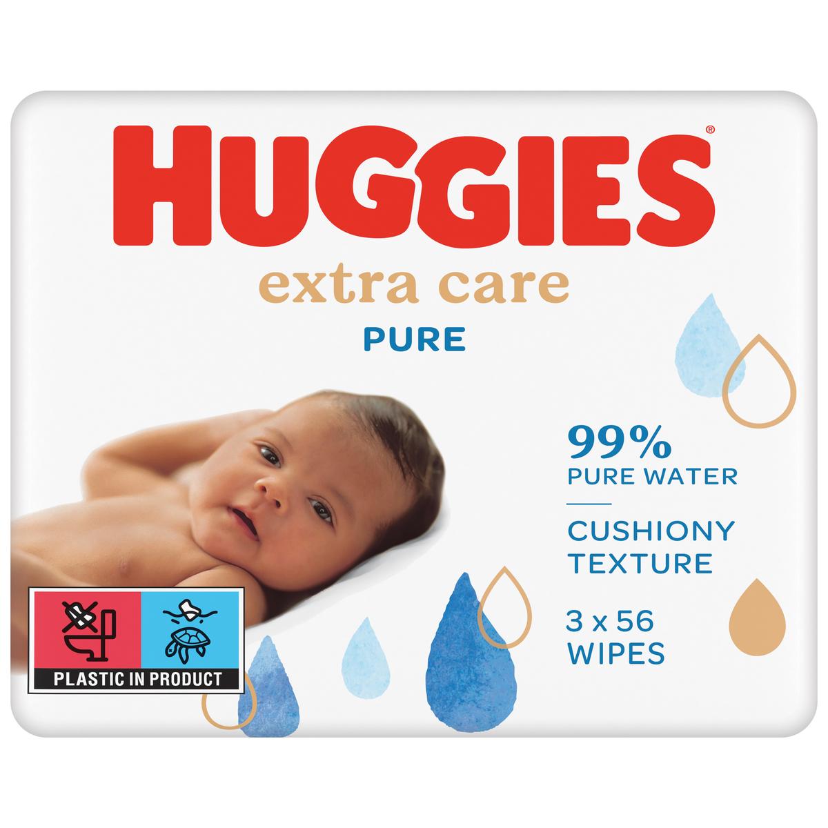 HUGGIES Huggies Pure lingettes pour bébé 2+1 OFFERT 3x56 168 lingettes pas  cher 