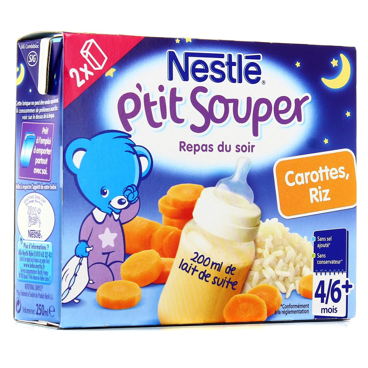 Acheter Nestle P Tit Souper Lait Carottes Riz Des 4 6 Mois 2x25cl