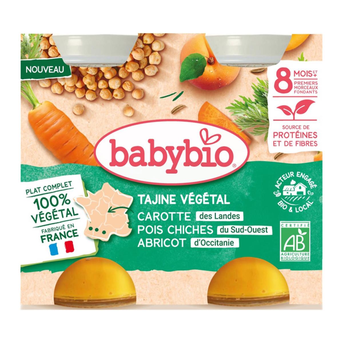 3288131510620 - Babybio - Tajine Végétal- Carottes, Pois Chiches, Abricot Bio Pot Bébé Dès 8 mois