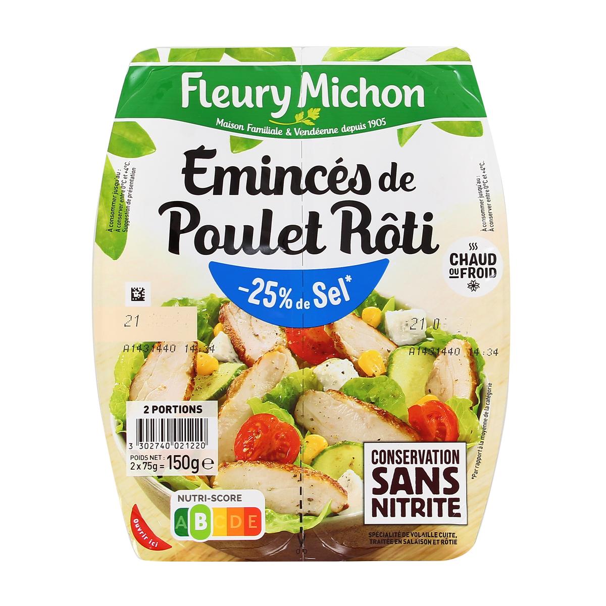 3302740021220 - Fleury Michon - Emincés de Poulet Rôti, Taux de Sel Réduit -25%*