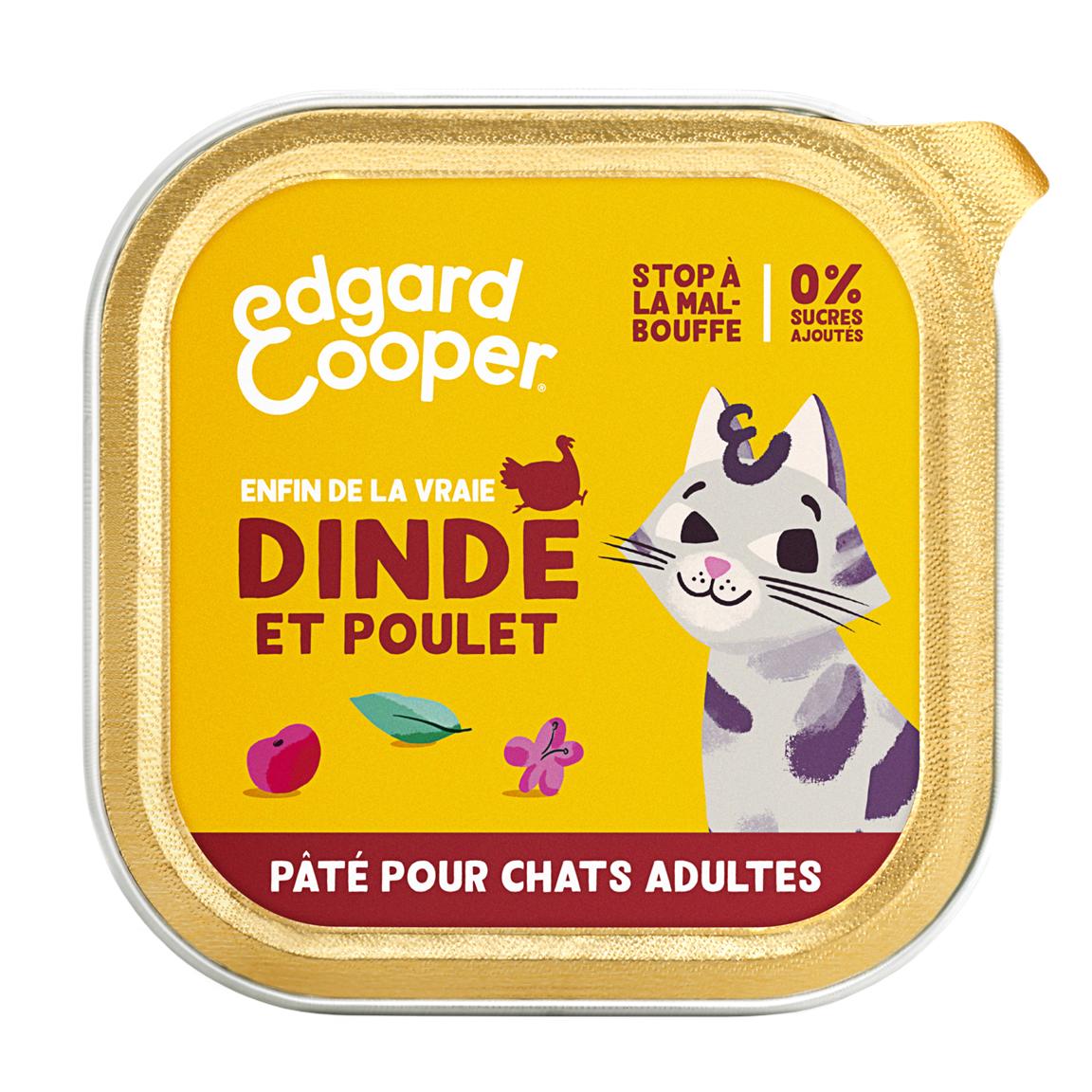 5407009641220 - Edgard Cooper - Barquette Pâtée Dinde et Poulet sans céréales pour Chat Adulte