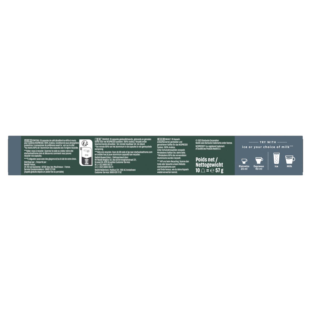 7613036961820 - Starbucks by Nespresso - Café Espresso Roast Décaféiné intensité 11