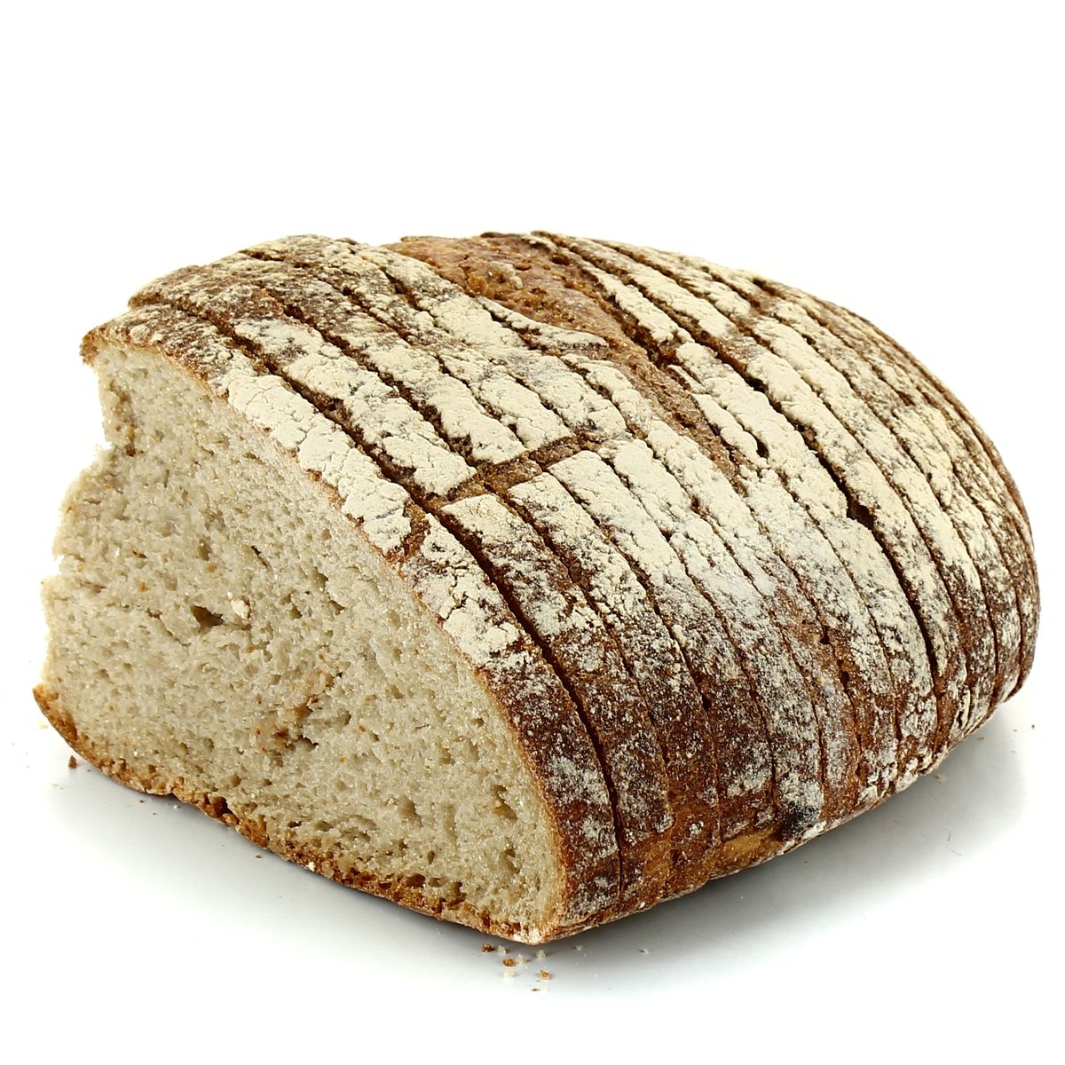 3760116602020 - Etablissements Moulin - Pain Frais Quart de Miche Noix Noisette Bio, tranché