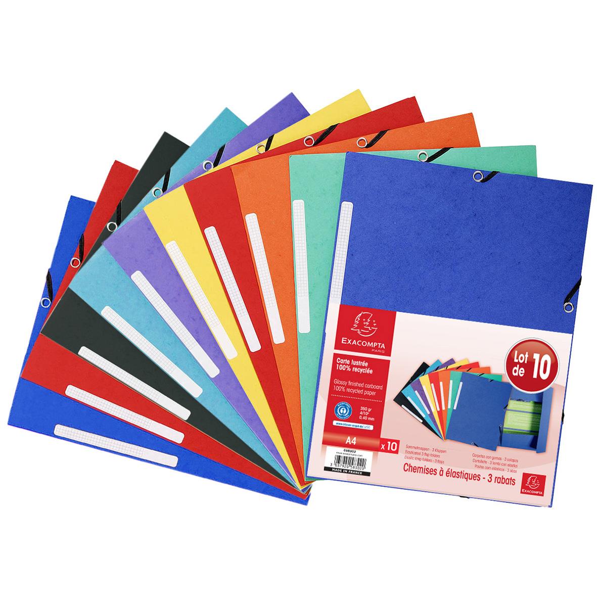 3037920583020 - Exacompta - 10 Chemises plates à élastique 24 x 32 cm