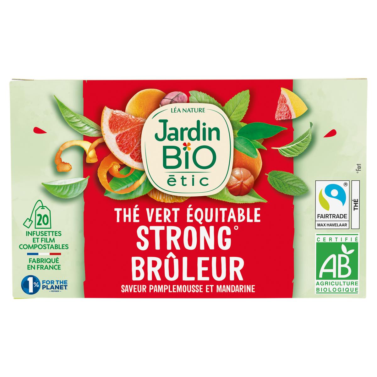 3456300014020 - Jardin Bio Etic - Thé Vert Strong Brûleur Saveur Pamplemousse Mandarine Bio - 20 sachets