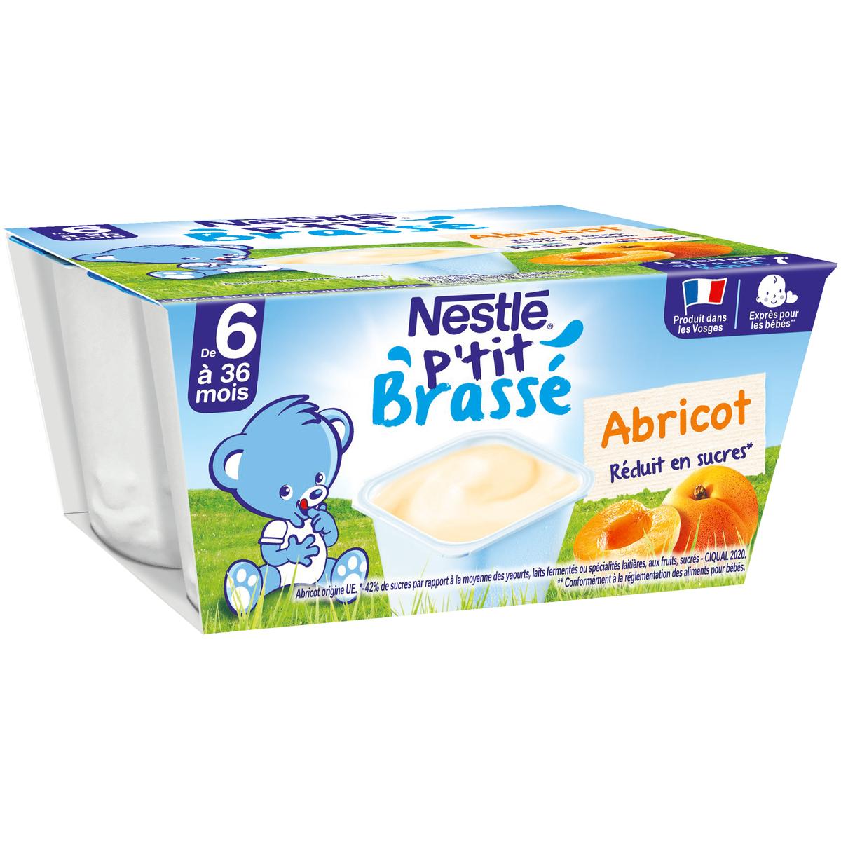 7613035014220 - Nestlé - P'tit Brassé - Dessert Lacté Abricot Coupelle Bébé Dès 6 mois