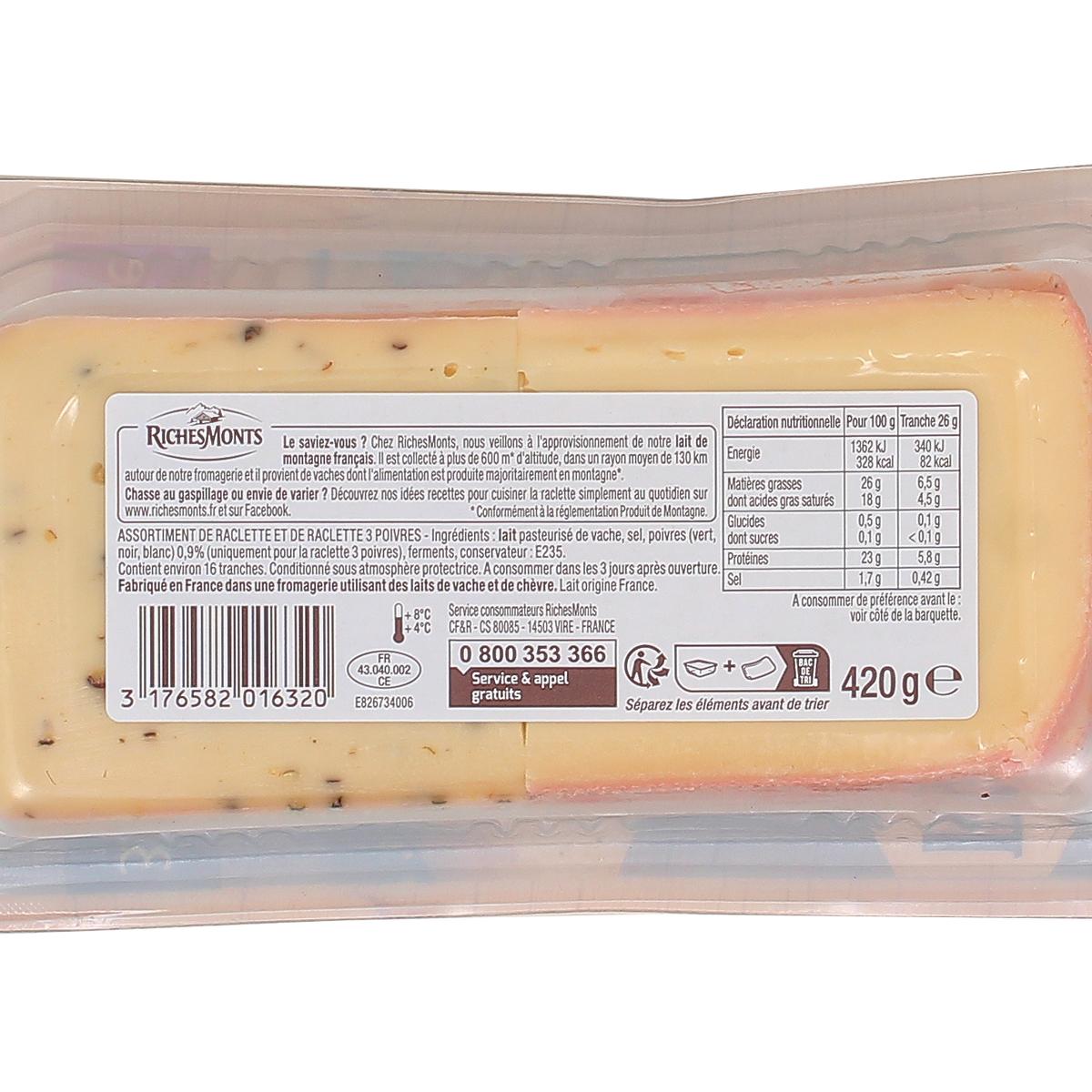 3176582016320 - Richesmonts - Raclette nature et 3 poivres