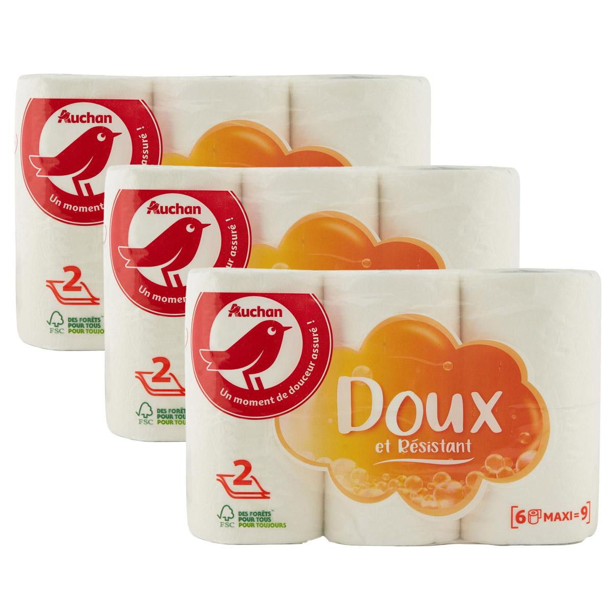 2050000407420 - Auchan - Papier toilette blanc maxi doux et résistant 2 épaisseurs