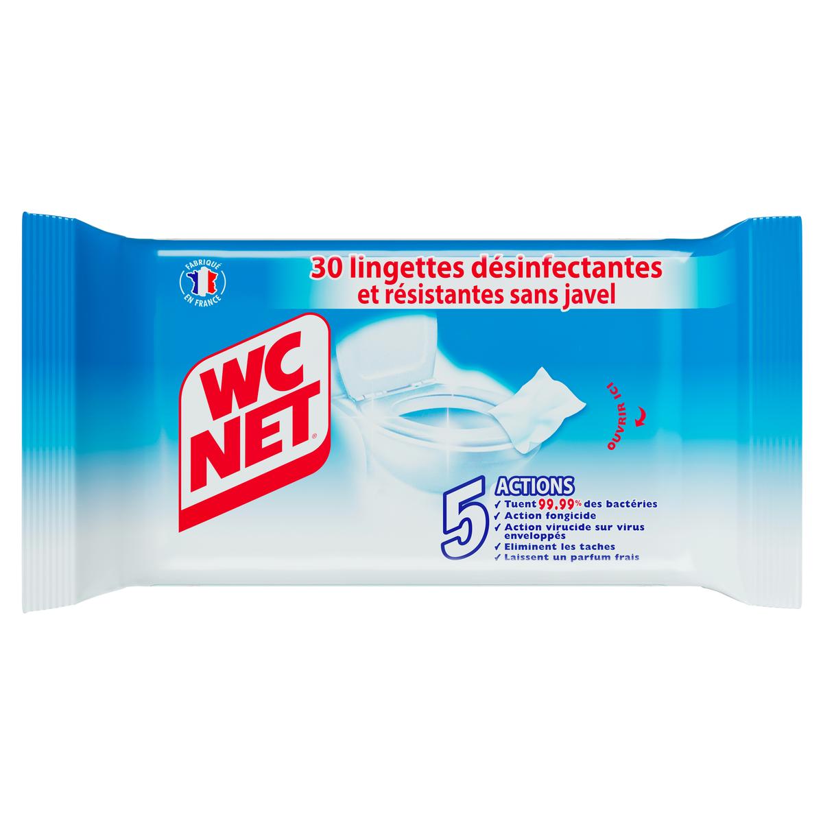 WC net Lingettes désinfectantes & résistantes sans javel, 30 lingettes