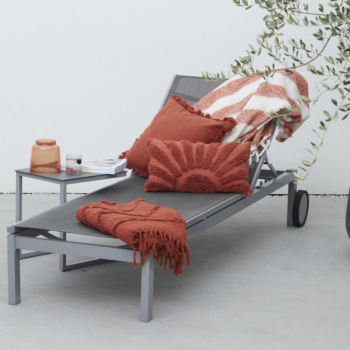 5404035710821 - Point virgule - Plaid en polyester 100% recyclé blanc/terracotta