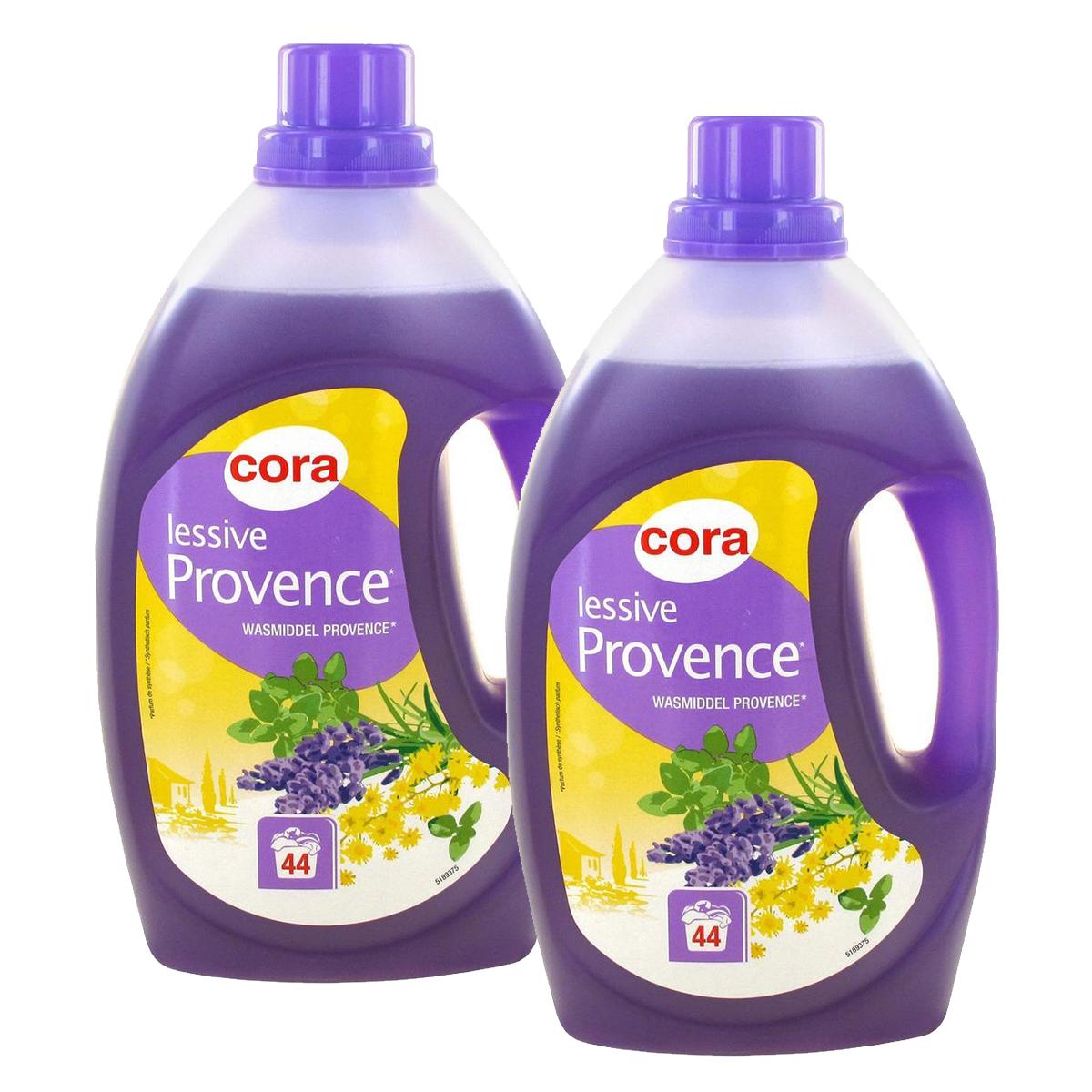 Promotion Cora Lessive liquide provence 44 lavages, Lot de 2 x 2,6L