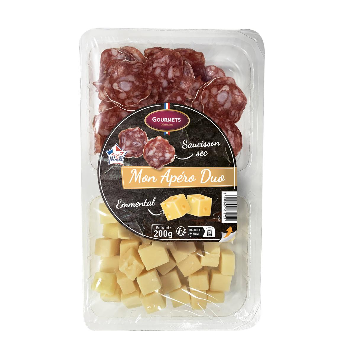 3498940012721 - Les Gourmets de l'Artois - Apéro Duo Français Emmental et Saucisson Sec