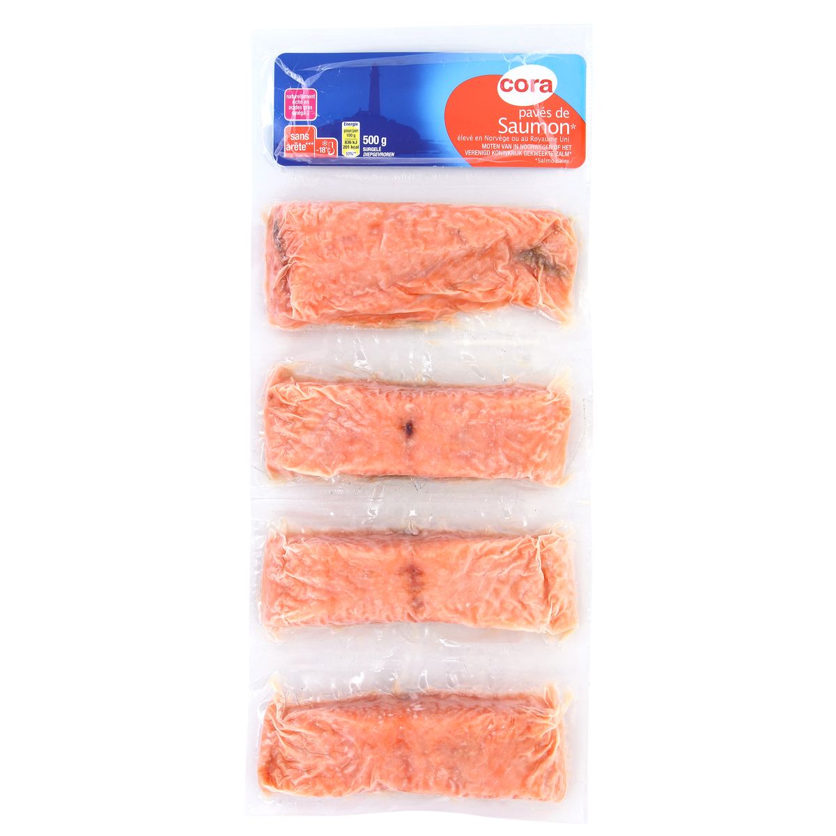 Cora 4 Paves De Saumon Sans Arete Sans Peau 4x125g Sachet De 500g