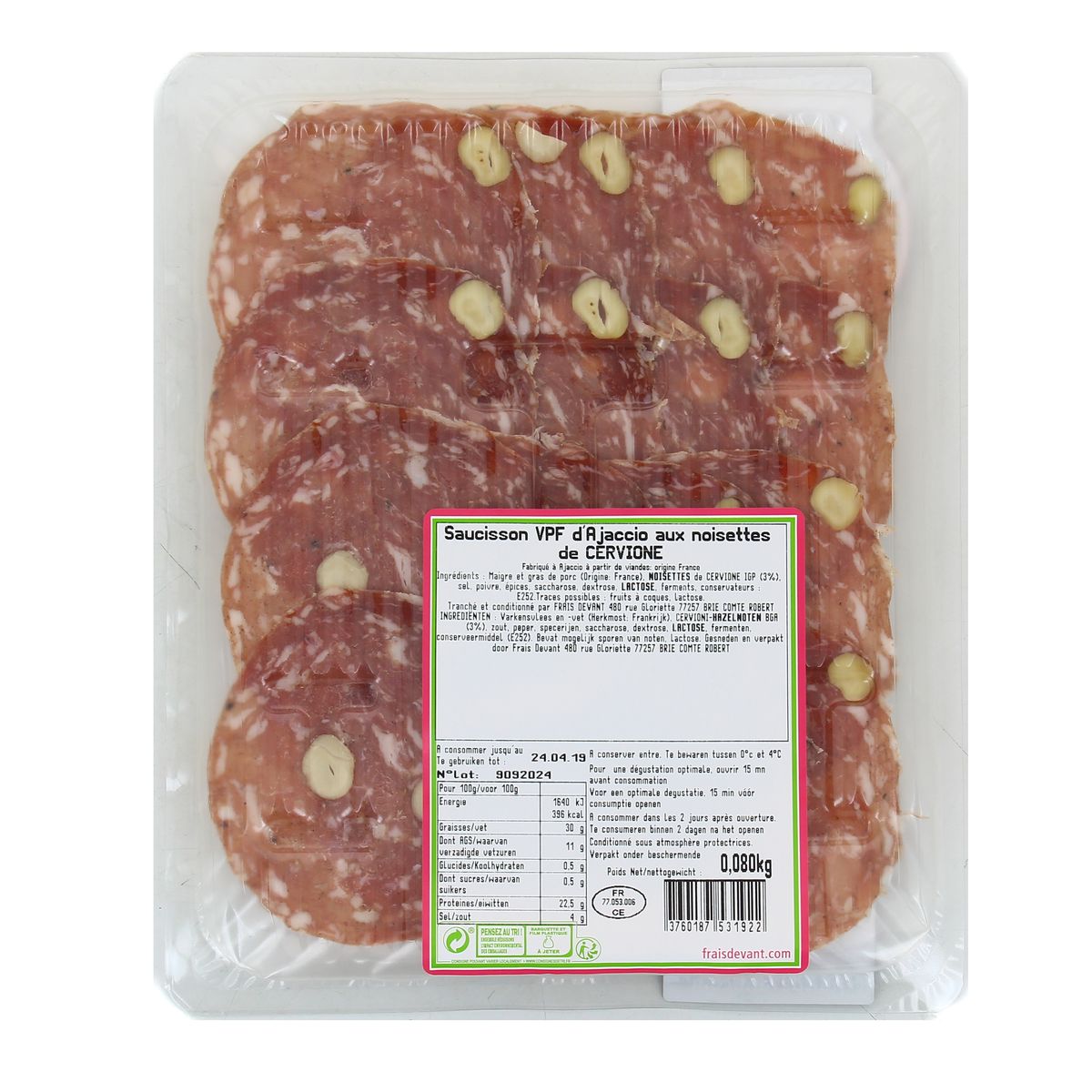 3760187531922 - Frais Devant - Saucisson d'Ajaccio aux Noisettes de Cervione