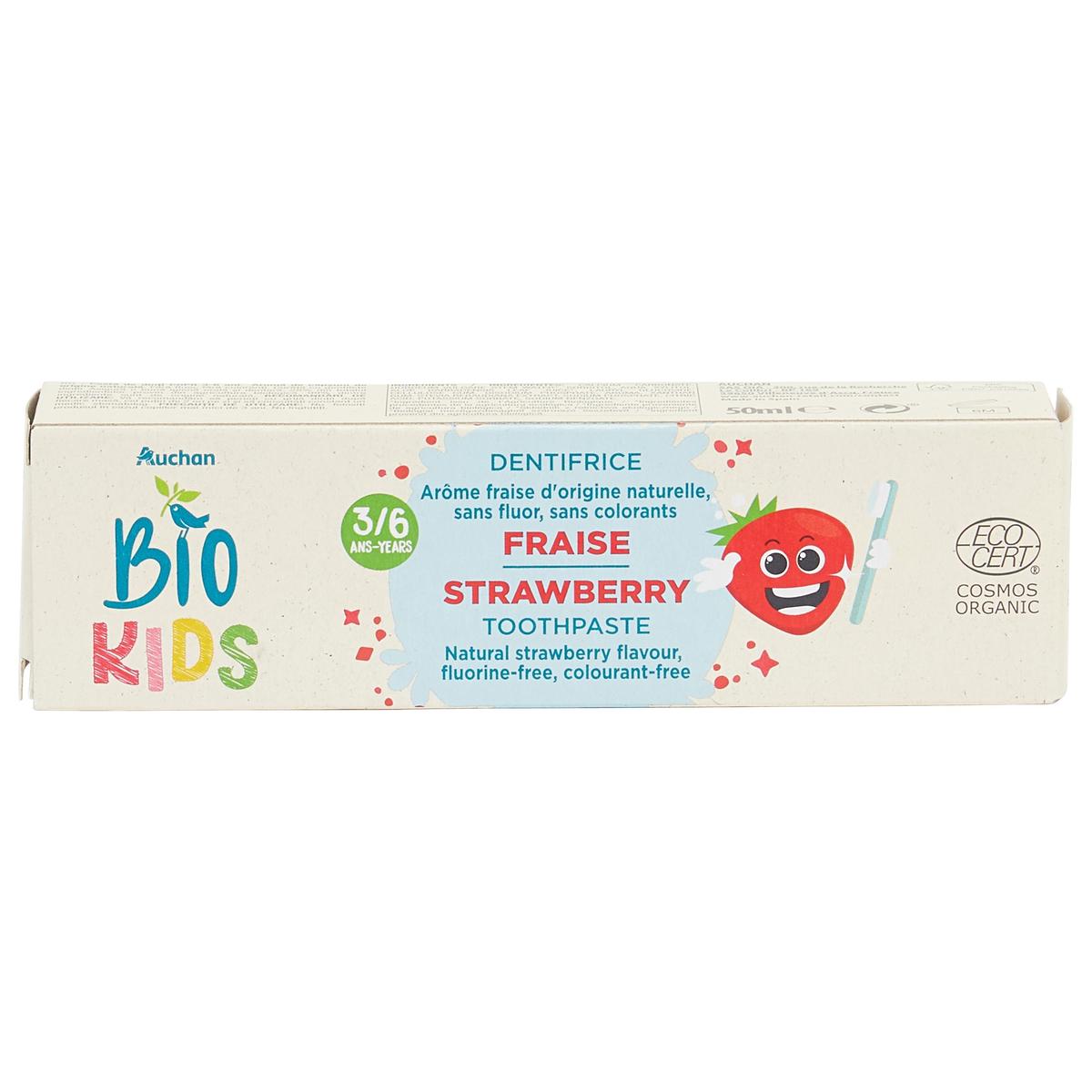 3245678127322 - Auchan BIO - Dentifrice enfant 3 ans+ à la fraise