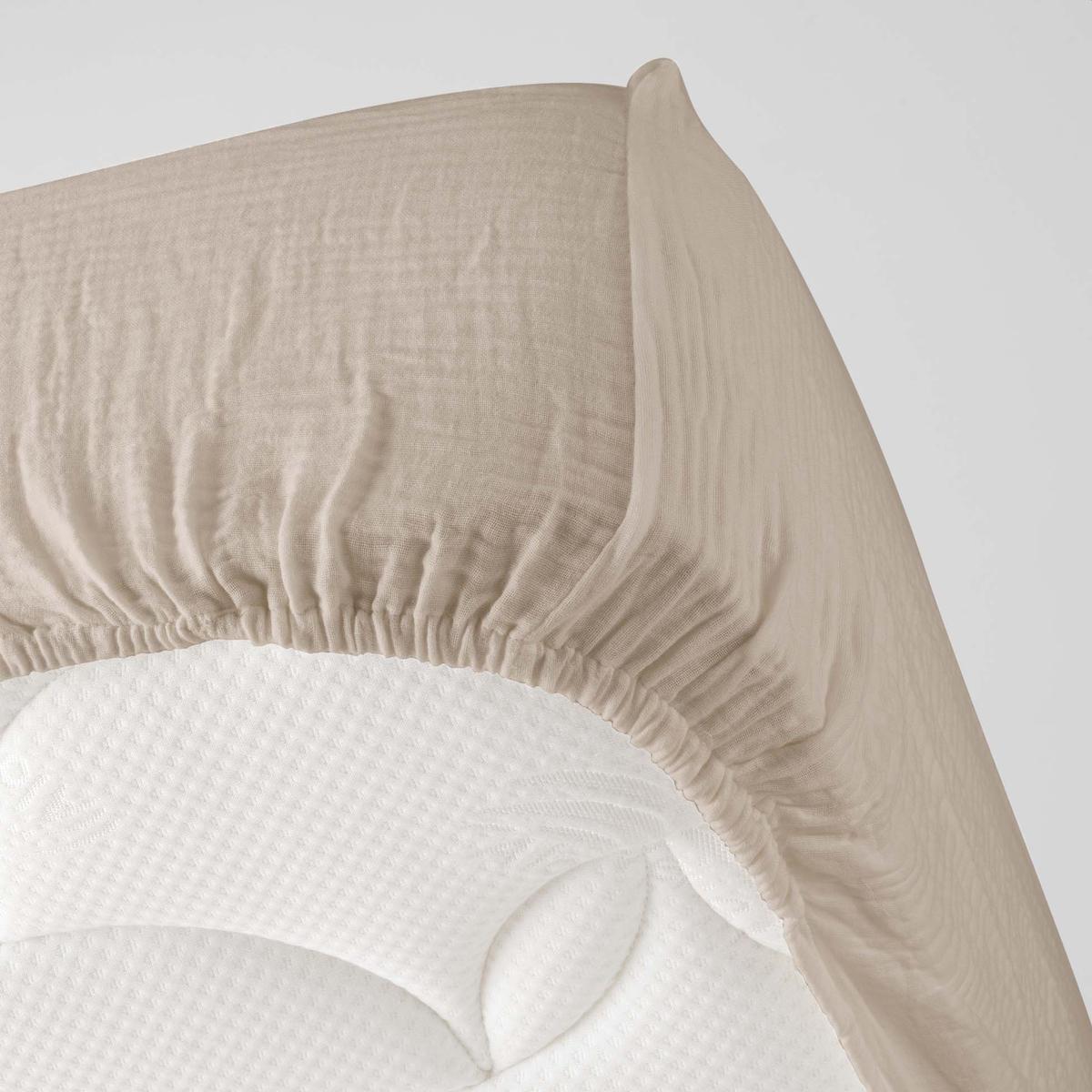 3574386448222 - Douceur D Interieur - Drap housse 2 personnes gaz sable