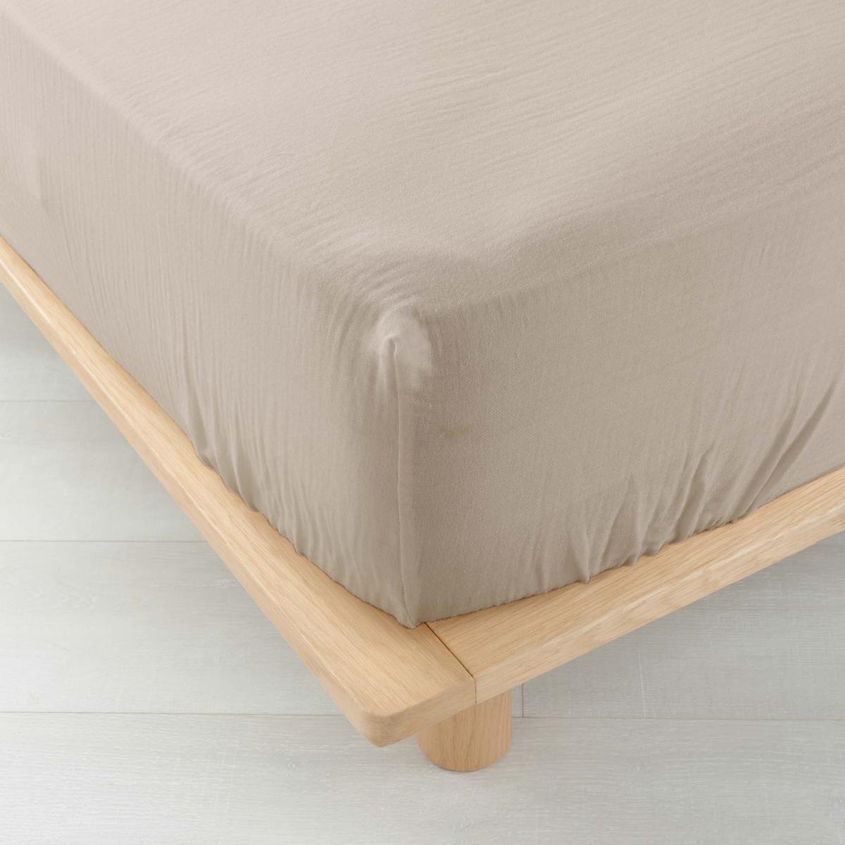 3574386448222 - Douceur D Interieur - Drap housse 2 personnes gaz sable