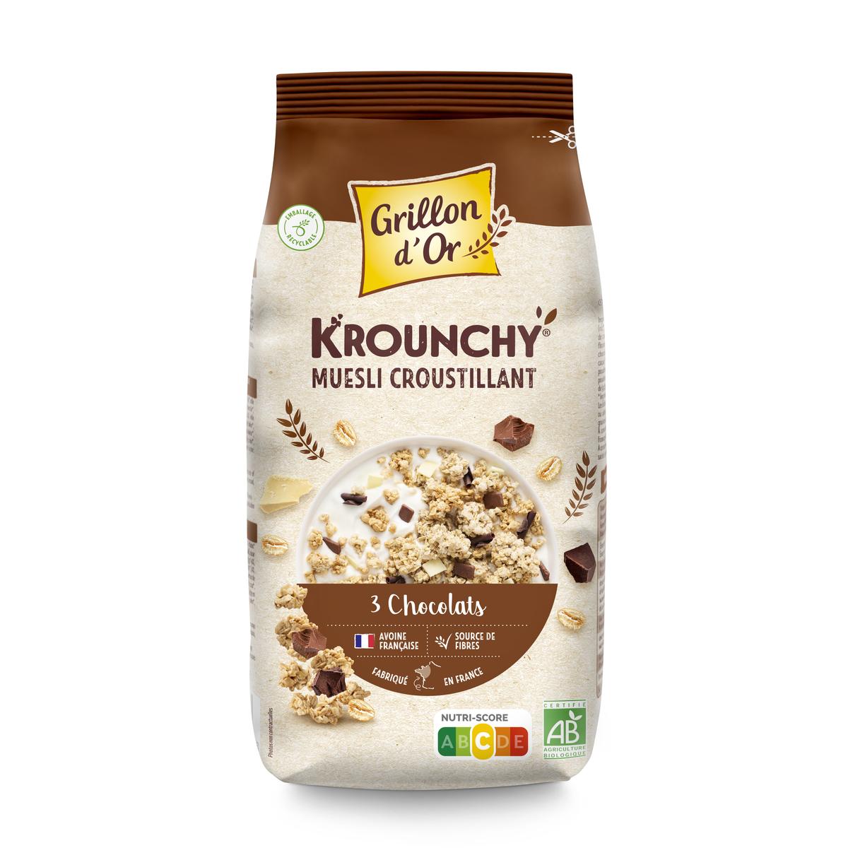 3421557110023 - Grillon Or - Céréales Krounchy 3 Chocolats BIO