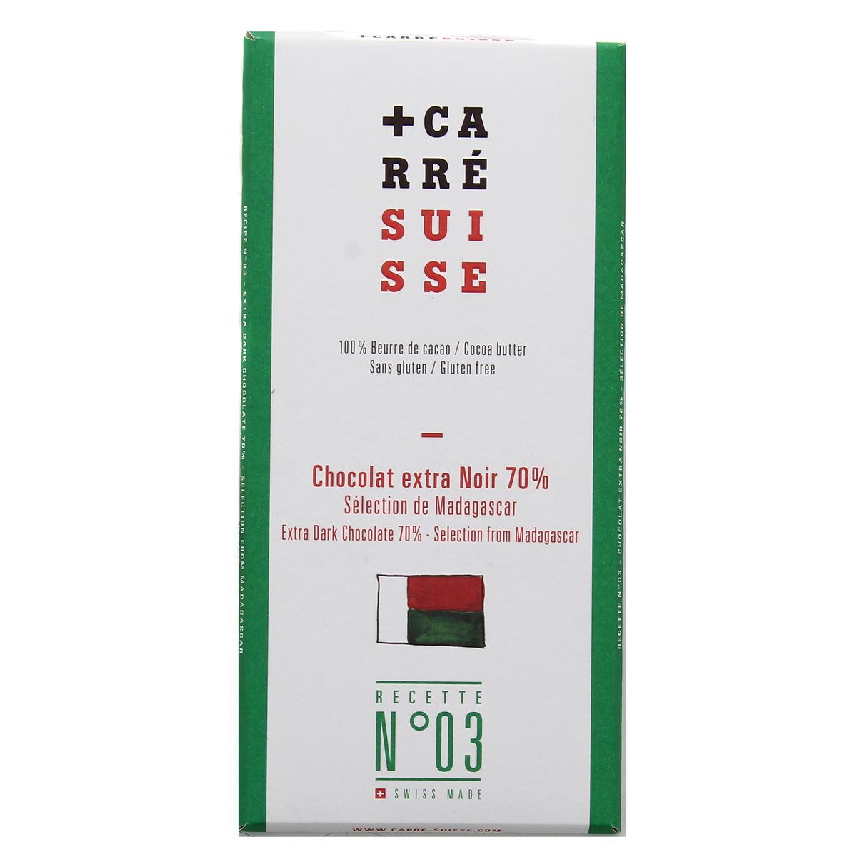 3760231780023 - Carré Suisse - Chocolat extra noir 70% sélection de Madagascar
