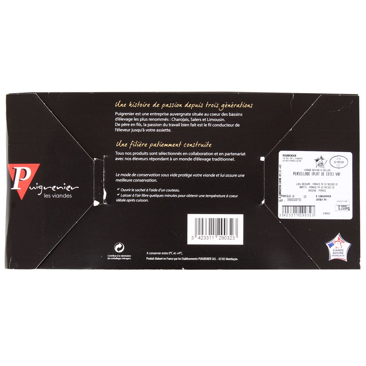 3423311290323 - Cave à Viande Puigrenier - Persillade Plat de Côte Maturé 21 jours boeuf Charolais