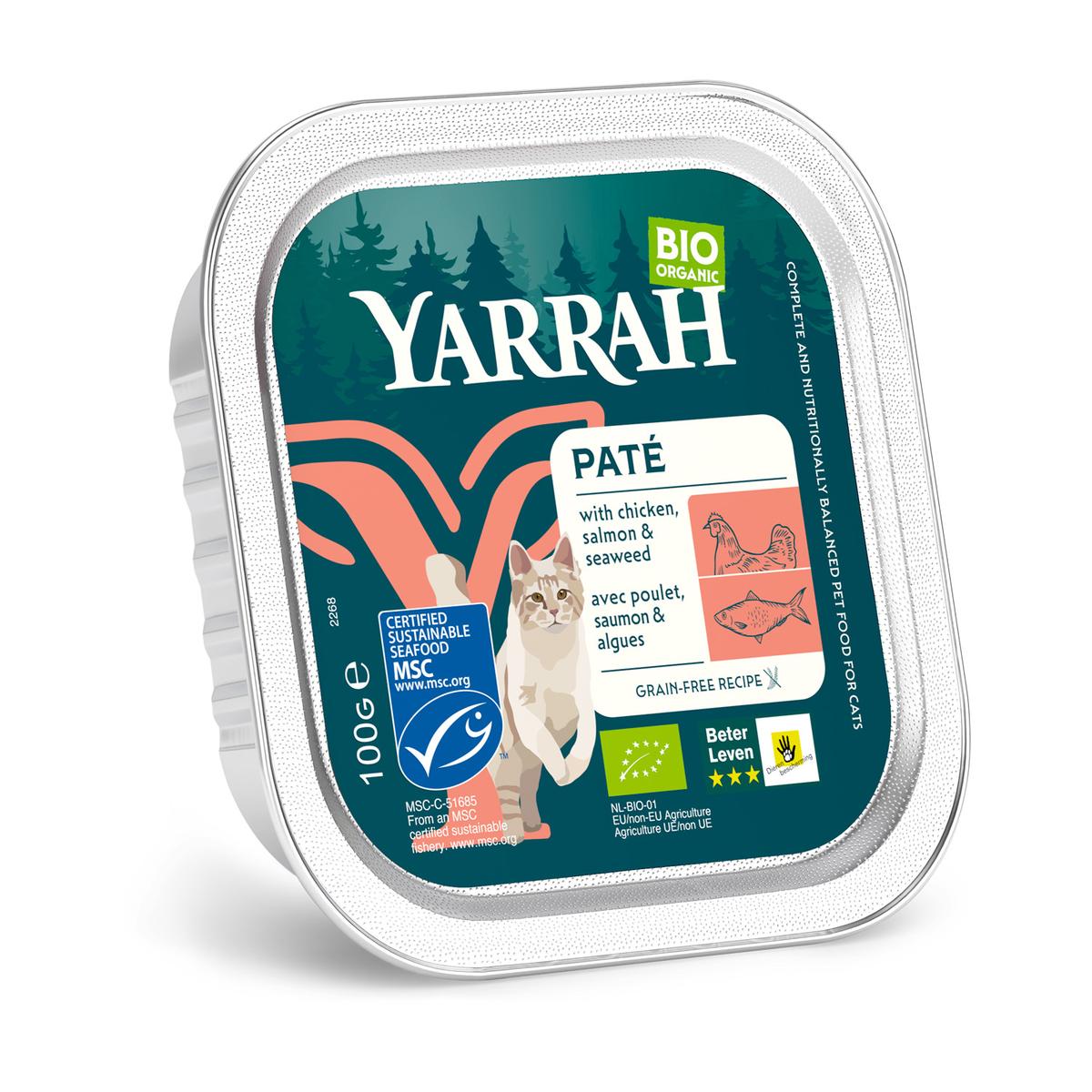 8714265090523 - Yarrah - Paté bio saumon/crevette pour chat adulte