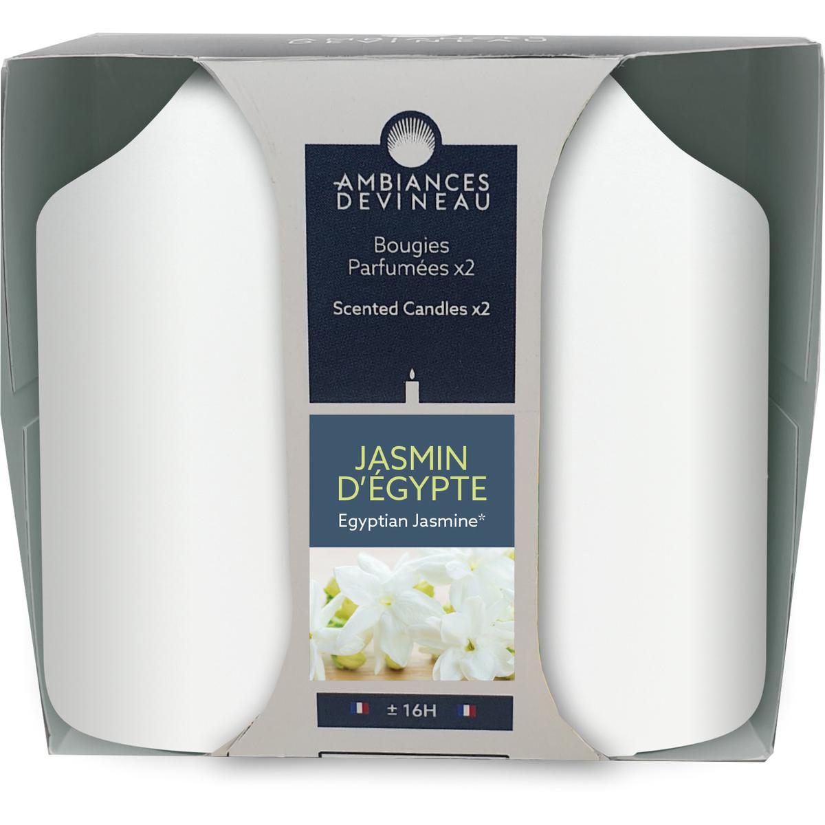 3482356614723 - Ambiances Devineau - 2 bougies cylindrique Jasmin d'Egypte