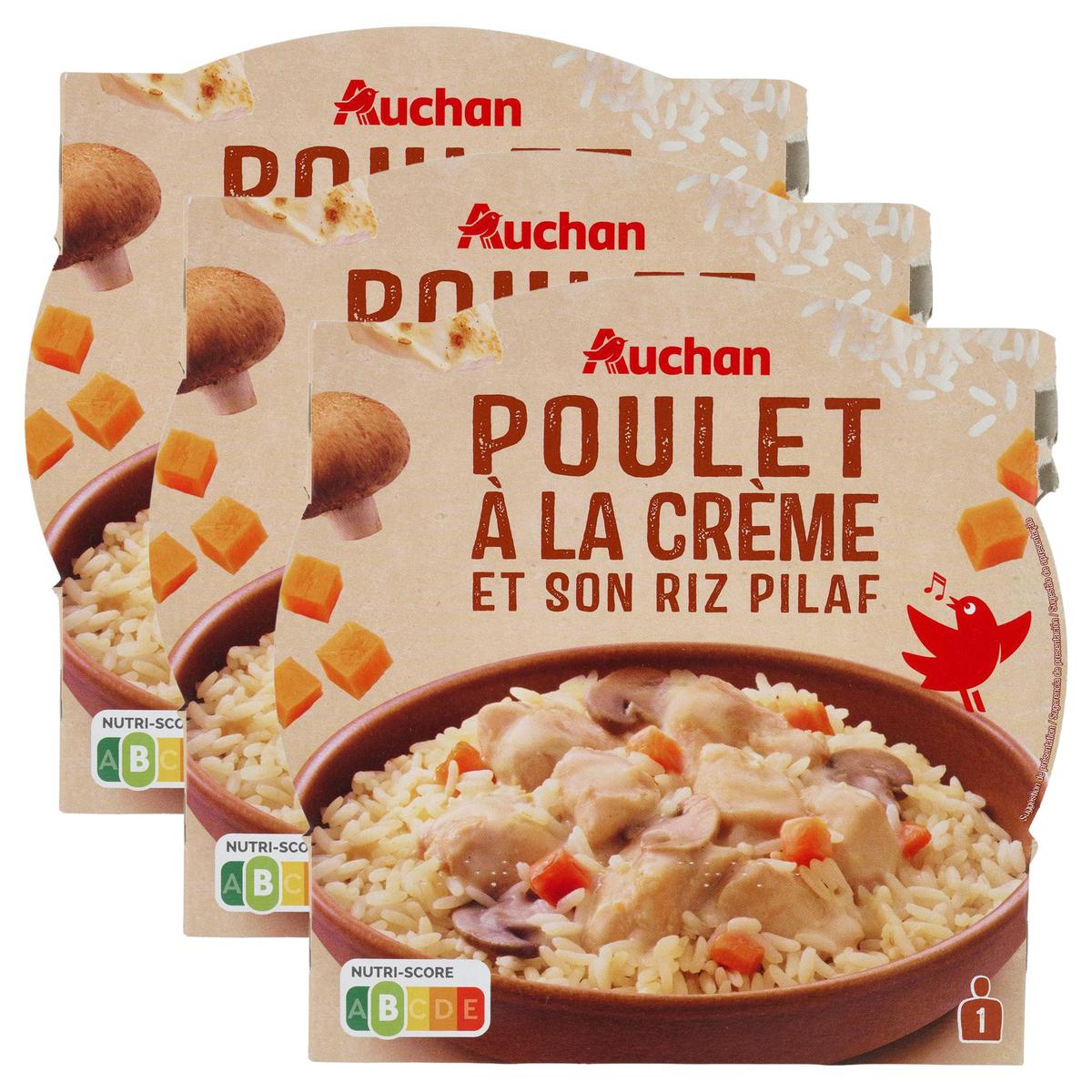2050000409523 - Auchan - Poulet à la crème et son riz pilaf micro-ondes 
