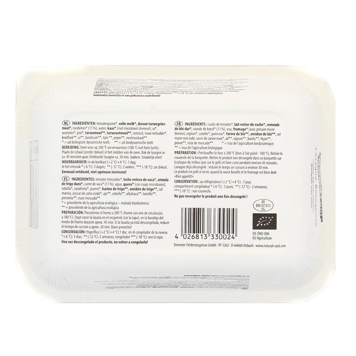 4026813330024 - Natural Cool - Lasagnes bolognaise bio Demeter