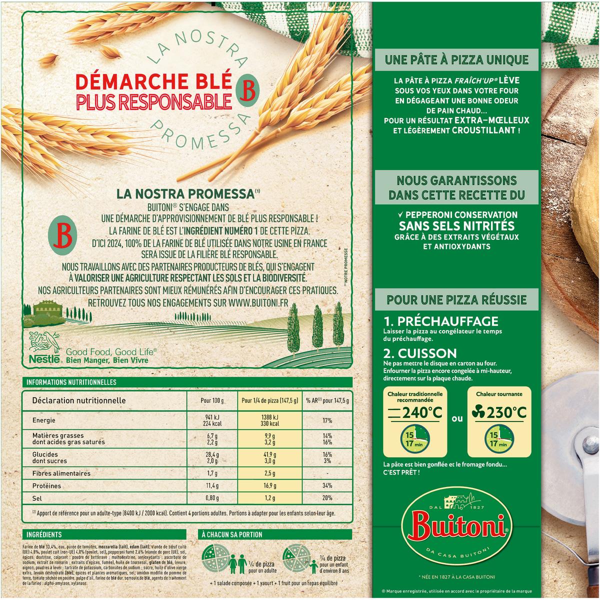 7613033950124 - Buitoni Fraich up - Pizza 3 viandes- Poulet, boeuf, pepperoni